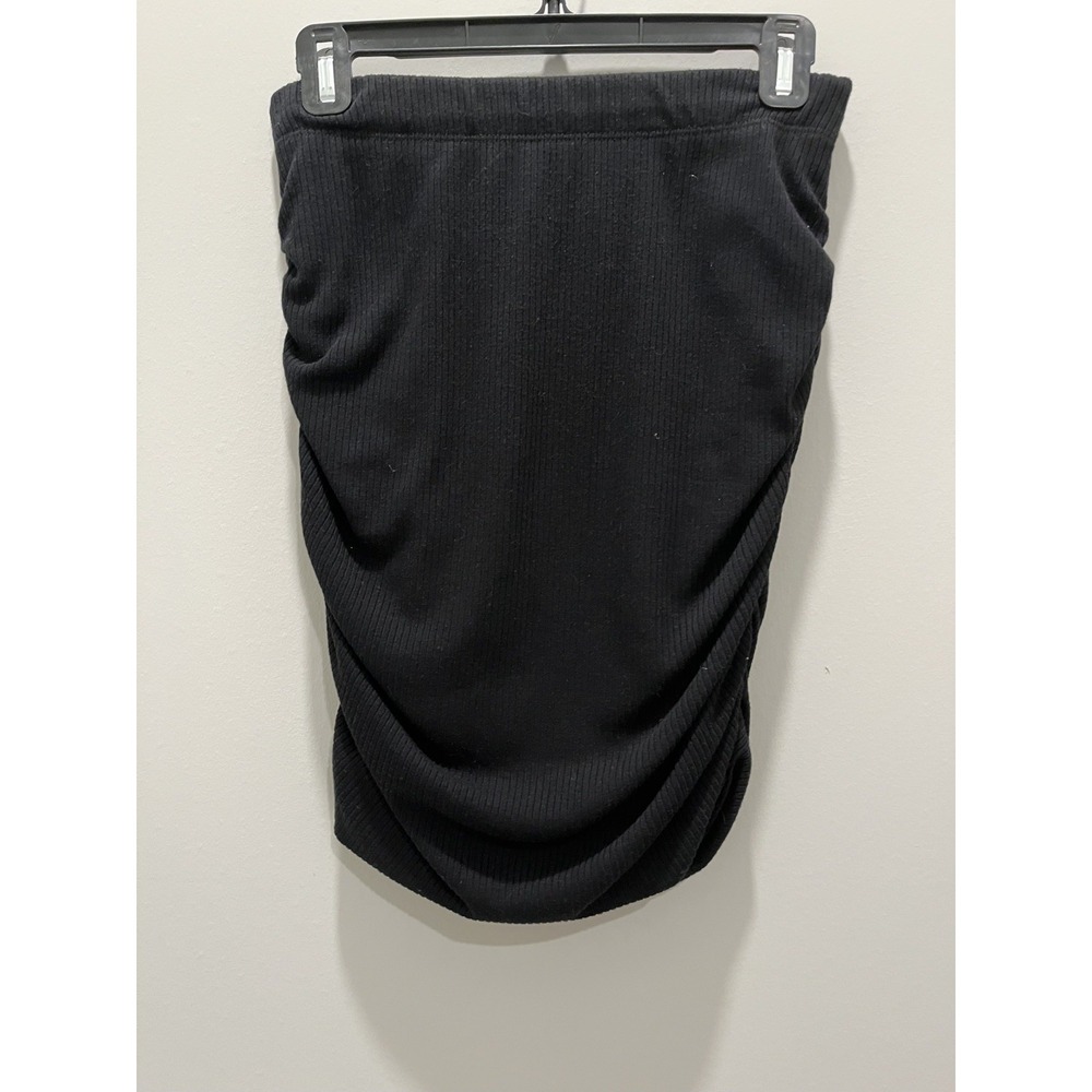Sundry x Evereve Black High Waisted Ruched Soft Bodycon Mini knee length Skirt 2